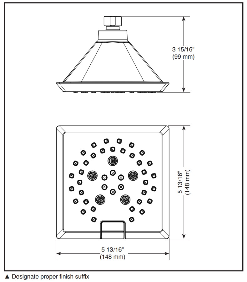 Delta 52664-SS-PR 5-Setting H2Okinetic Ang Mod Raincan