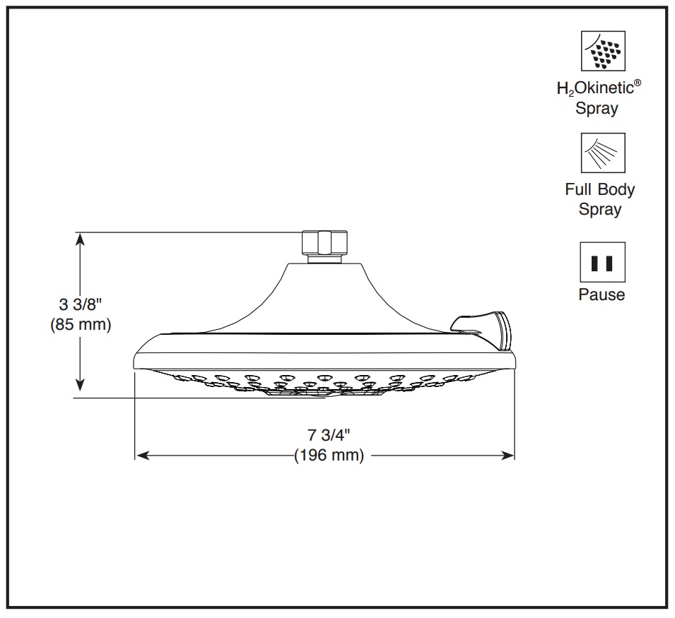 Delta 52686-BL 3 Function H2Okinetics Cont Raincan 