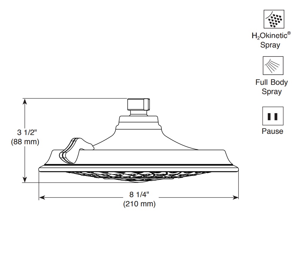 Delta 52688-BL 3 Function H2Okinetics Trans Raincan 