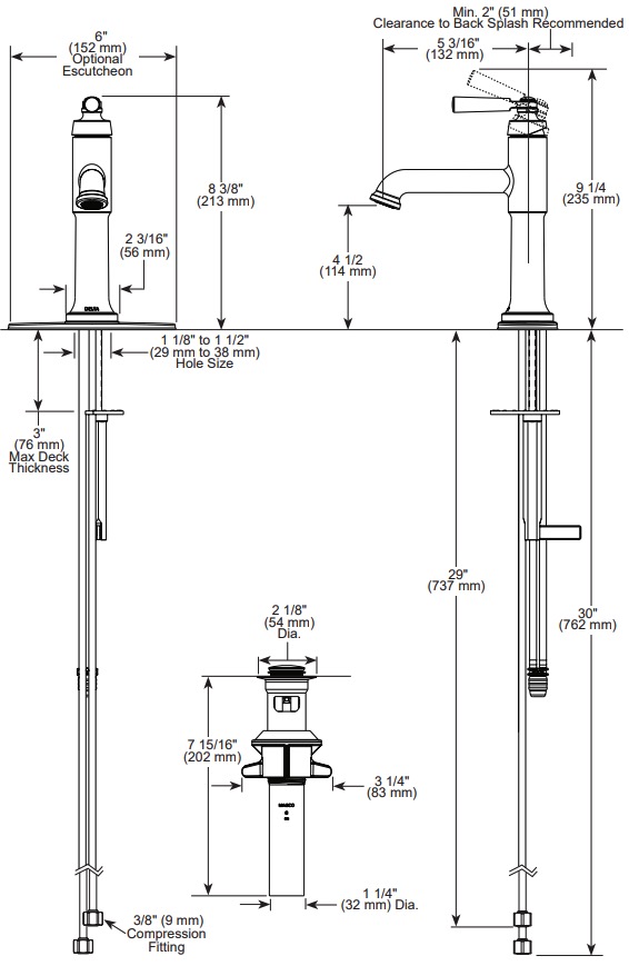 Delta 536-BLMPU-DST Saylor Single Handle Bathroom Faucet