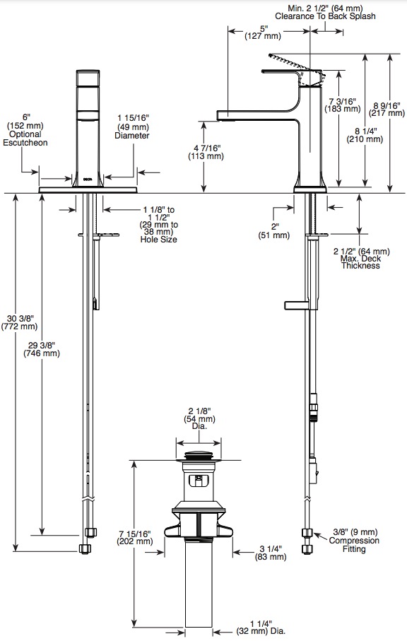 Delta 537-CZMPU-DST Single Handle Bathroom Faucet