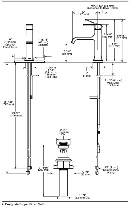 Delta 539-SSMPU-DST Single Handle Bathroom Faucet Curved Spo