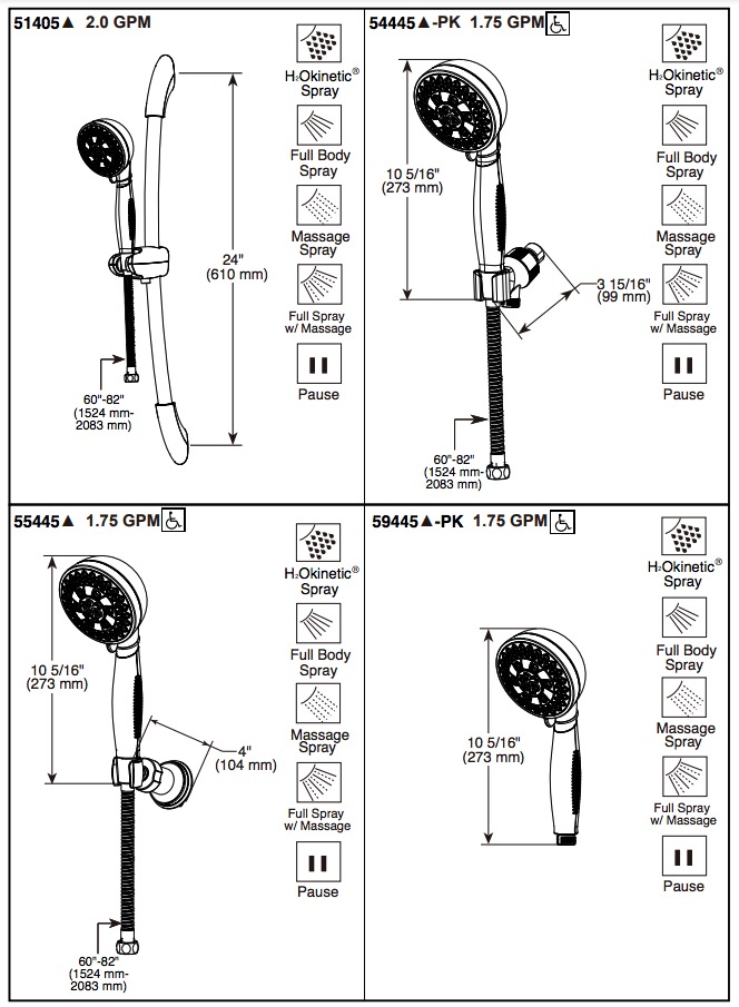Delta 54445-SS-PK Sh Mount 5-Set. Handshower 