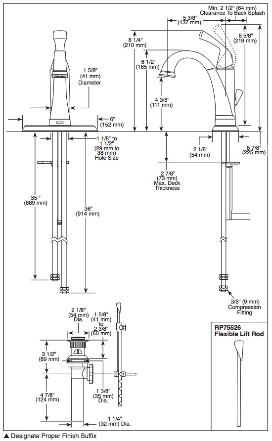 Delta 551T-DST Dryden Single Handle Lavatory With Touch2O.Xt 