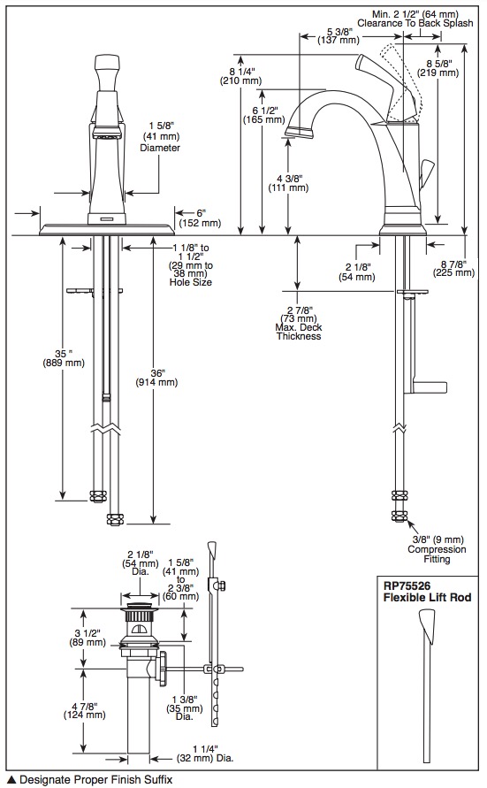 Delta 551T-SS-DST Dryden Single Handle Lavatory With Touch2O.Xt 