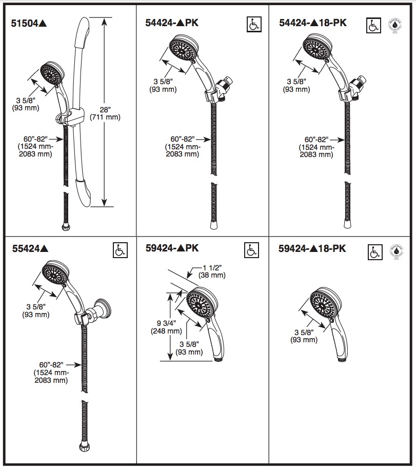 Delta 55424-RB 8 Spray Activtouch Hs, Adj Wall Mount, 60" Ext Hose-Rb 