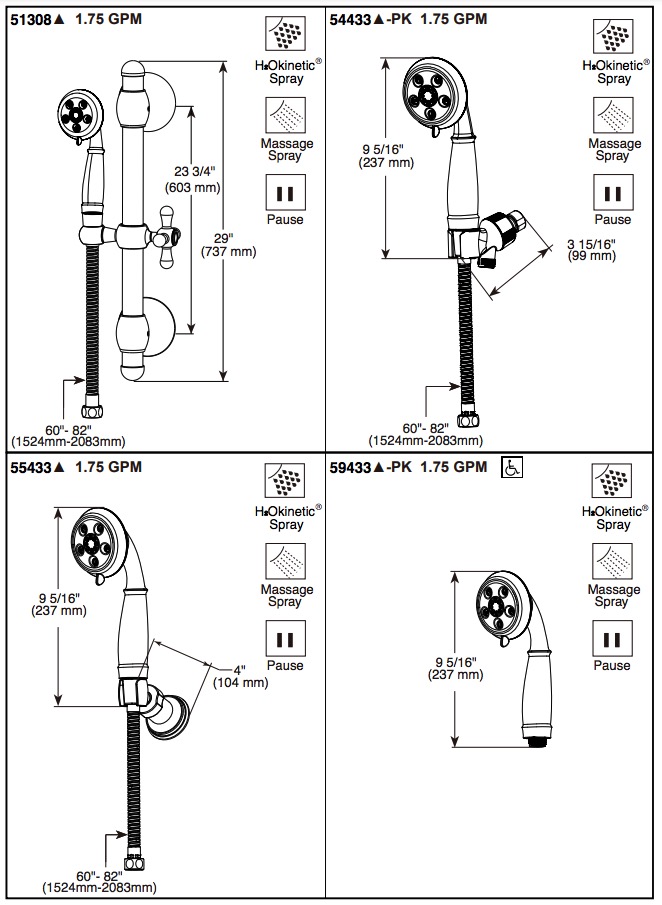 Delta 55433 Cassidy Wall-Mount Handswr Round Trad. 3 Setting 