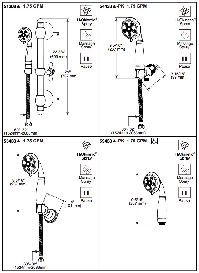 Delta 55433-CZ Cassidy Wall-Mount Handswr Round Trad. 3 Setting 
