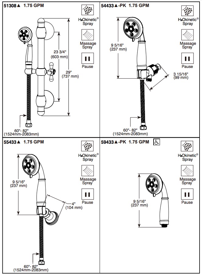 Delta 55433-PN Cassidy Wall-Mount Handswr Round Trad. 3 Setting 