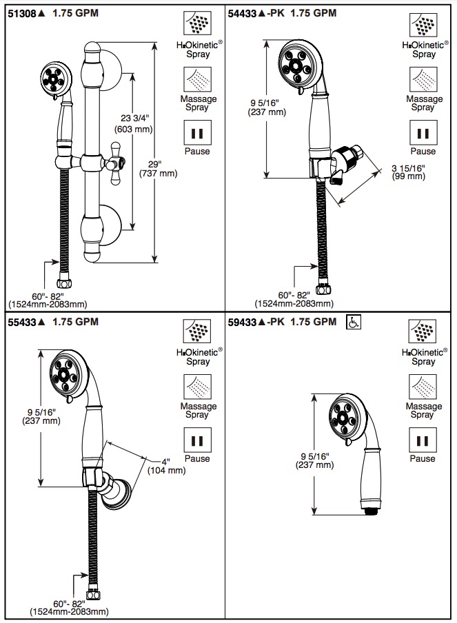 Delta 55433-RB Cassidy Wall-Mount Handswr Round Trad. 3 Setting 