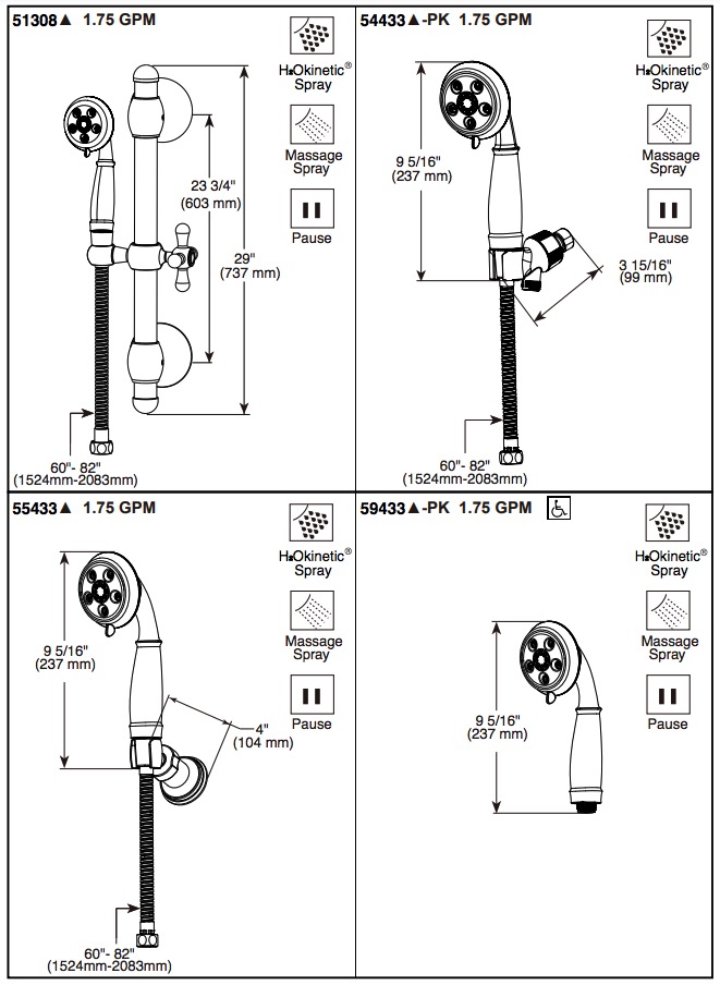 Delta 55433-SS Cassidy Wall-Mount Handswr Round Trad. 3 Setting 