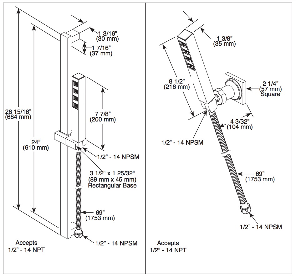 Delta 55567-PR Wall Mount Hand Shower With H2Okinetic
