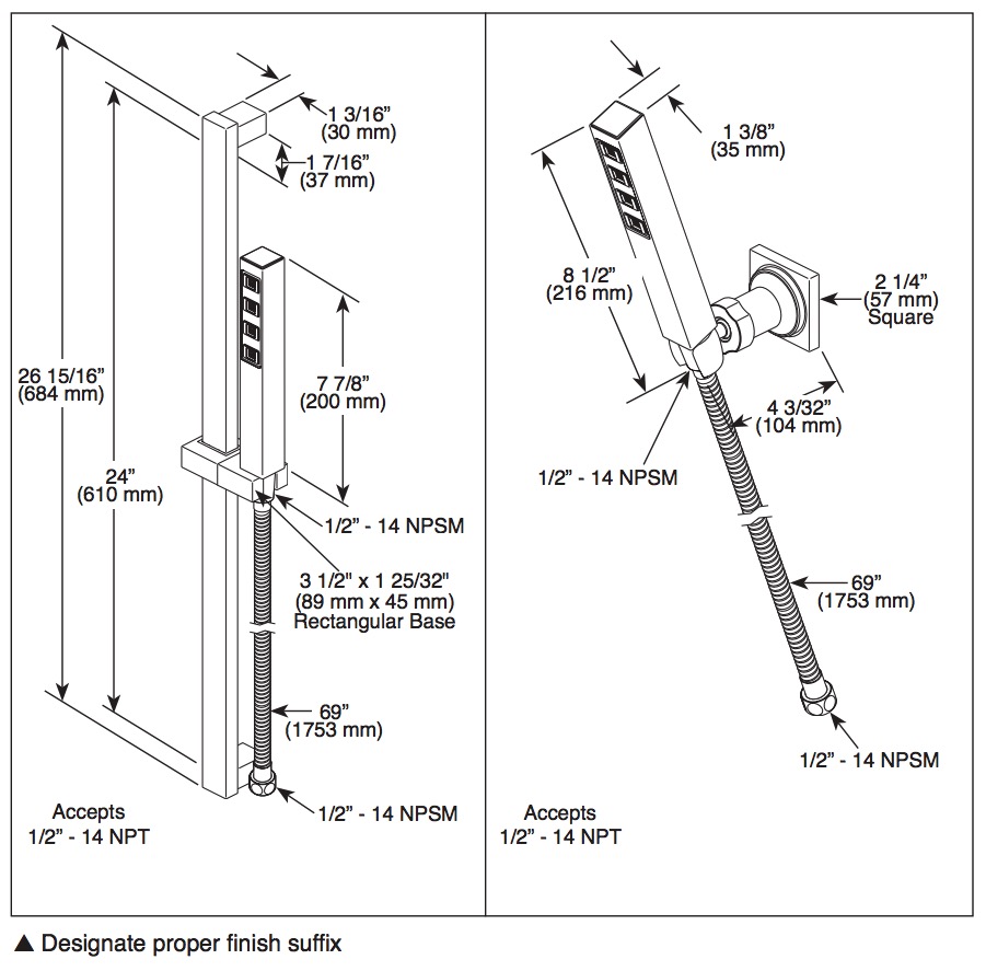 Delta 55567-SS-PR Wall Mount Hand Shower With H2Okinetic