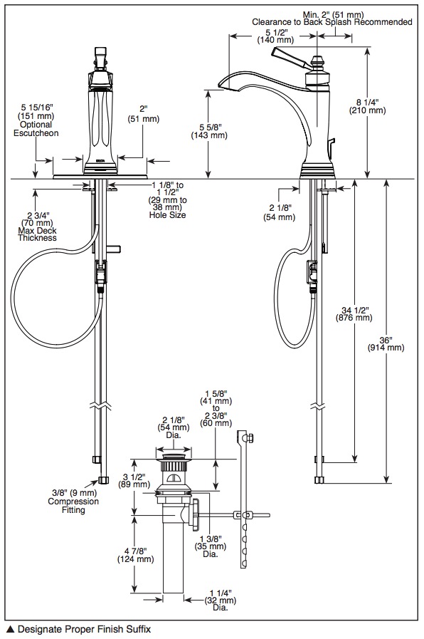 Delta 556T-BL-DST Dorval Touch2O.Xt Single-Hole Bath Faucet 1L 