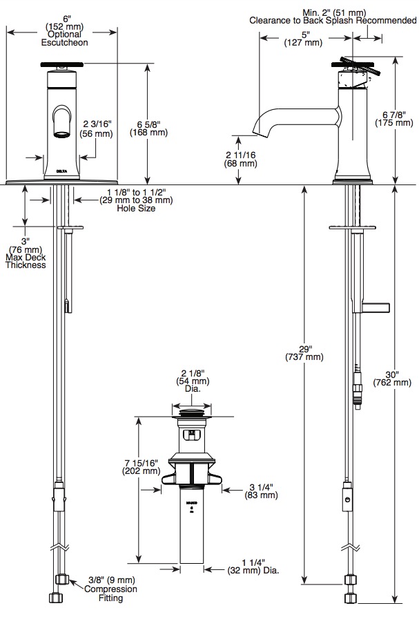 Delta 558-BLLPU-DST Trinsic Single-Hole Bathroom