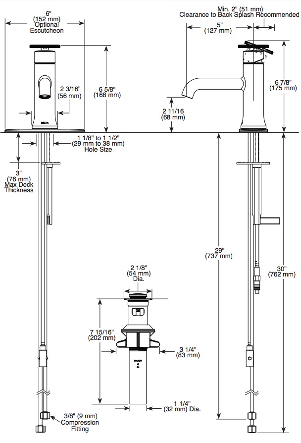 Delta 558-BLMPU-DST Trinsic Single-Hole Bathroom