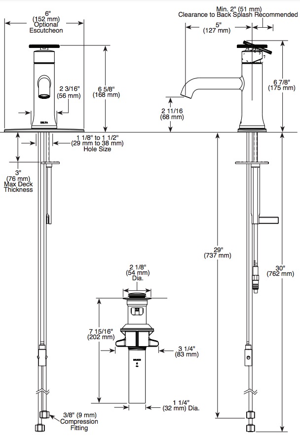 Delta 558-CZMPU-DST Trinsic Single-Hole Bathroom