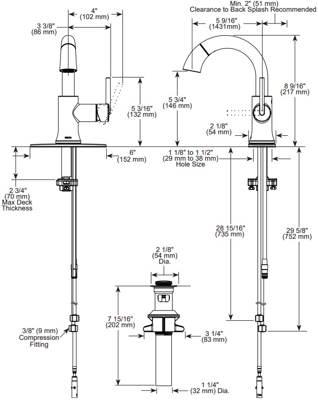 Delta 559HAR-BLPD-DST Trinsic Single Handle Pull Down Bathroom Faucet