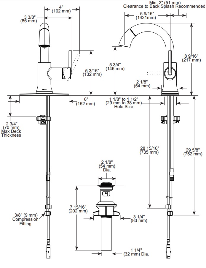 Delta 559HAR-SSPD-DST Trinsic Single Handle Pull Down Bathroom Faucet