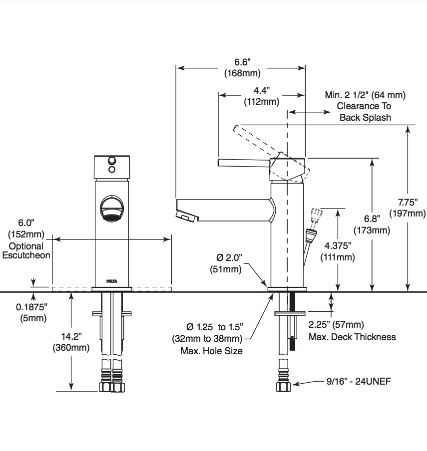 Delta 560LF-PP Modern Cylindrical Single Handle Lavatory Faucet 