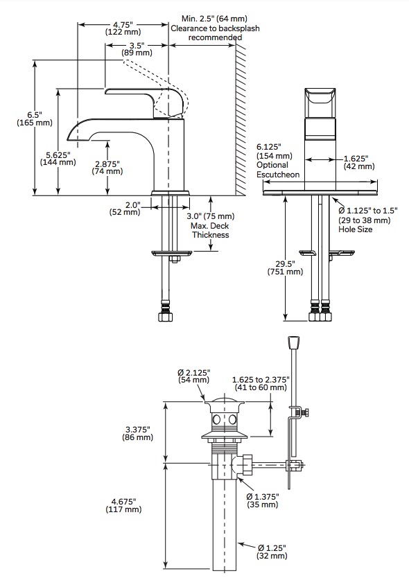 Delta 563LF-BL-LPU Kitano Single Handle Lavatory Faucet