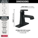 Delta 564-BLMPU-DST Ashlyn Single Handle Centerset Lavatory Faucet 