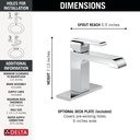 Delta 567LF-HGM-MPU Ara Single Handle Lavatory .5 Gpm 