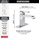 Delta 567LF-LPU Ara Single Hole Single Handle Less Pop Up 