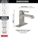 Delta 567LF-SSLPU Ara Single Hole Single Handle Less Pop Up 