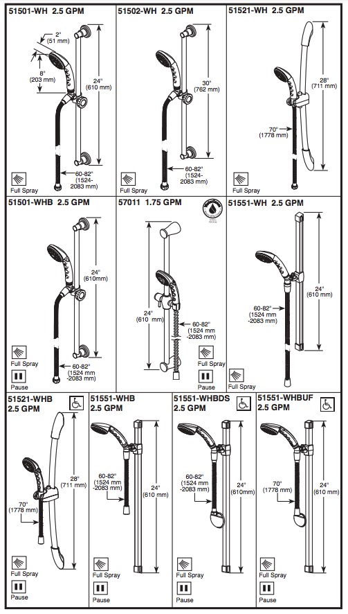 Delta 57011 Slide Bar Handshower 