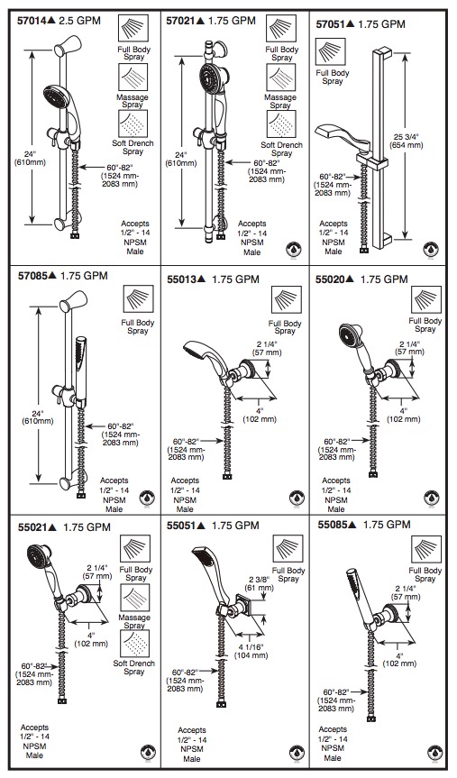 Delta 57014 Slide Bar Handshower 