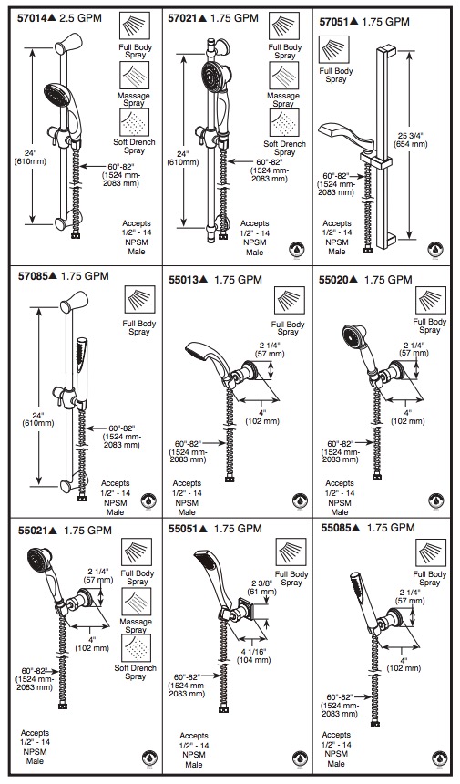 Delta 57021 Slide Bar Handshower 
