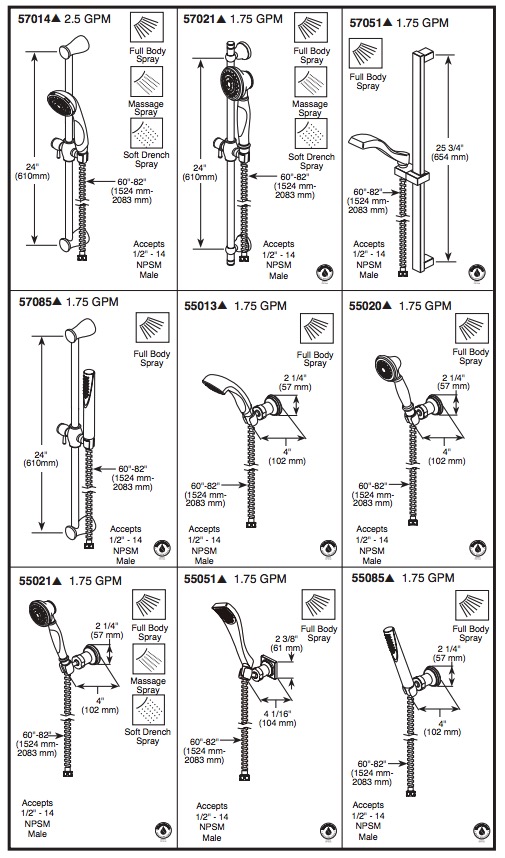 Delta 57021-CZ Slide Bar Mount Handshower 