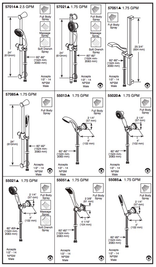 Delta 57021-SS Slide Bar Handshower 