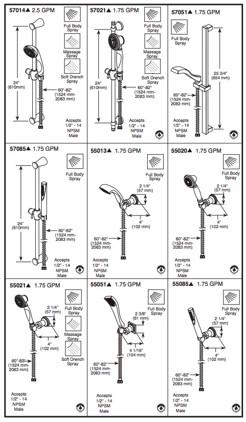 Delta 57051 Dryden Slide Bar Handshower 