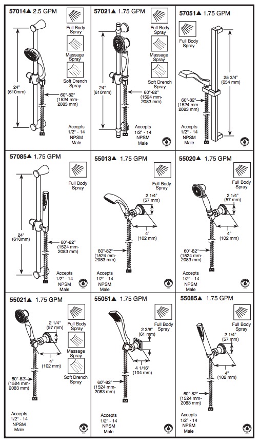 Delta 57051-CZ Dryden Slide Bar Handshower 
