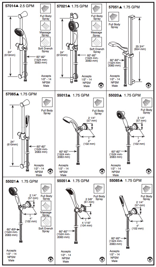 Delta 57051-PN Dryden Slide Bar Handshower 