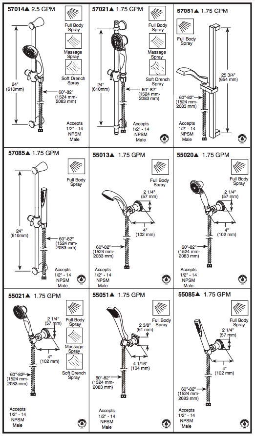 Delta 57051-RB Dryden Slide Bar Handshower 