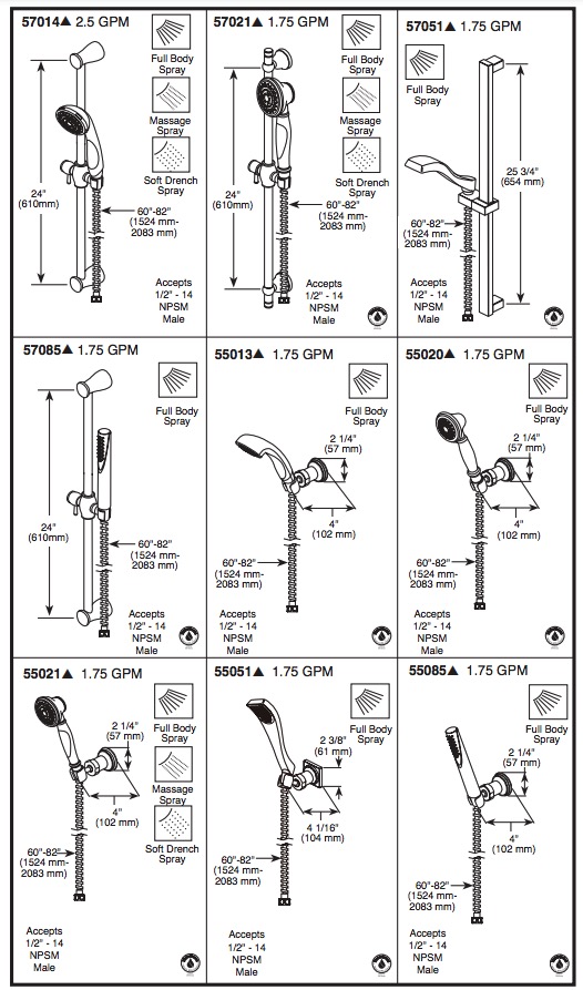 Delta 57051-SS Dryden Slide Bar Handshower 