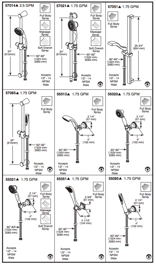 Delta 57085 Trinsic Grail: Slide Bar Handshower 