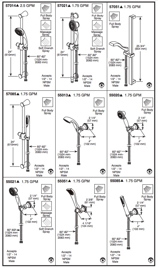 Delta 57085-SS Trinsic Grail: Slide Bar Handshower 