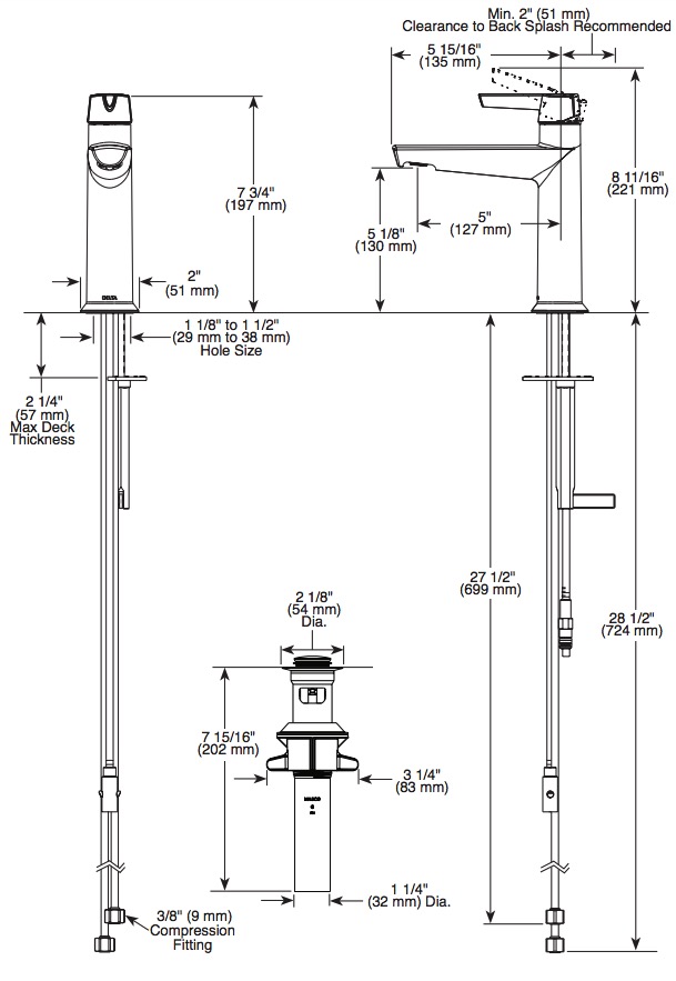 Delta 571-SS-PR-MPU-DST Single Handle Bathroom Faucet