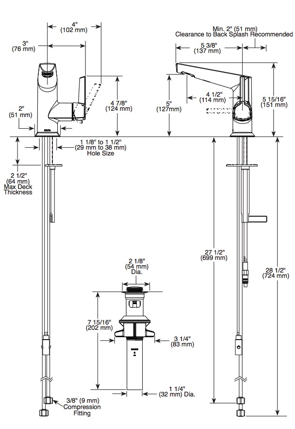 Delta 572-BLMPU-DST Single Handle Bathroom Faucet