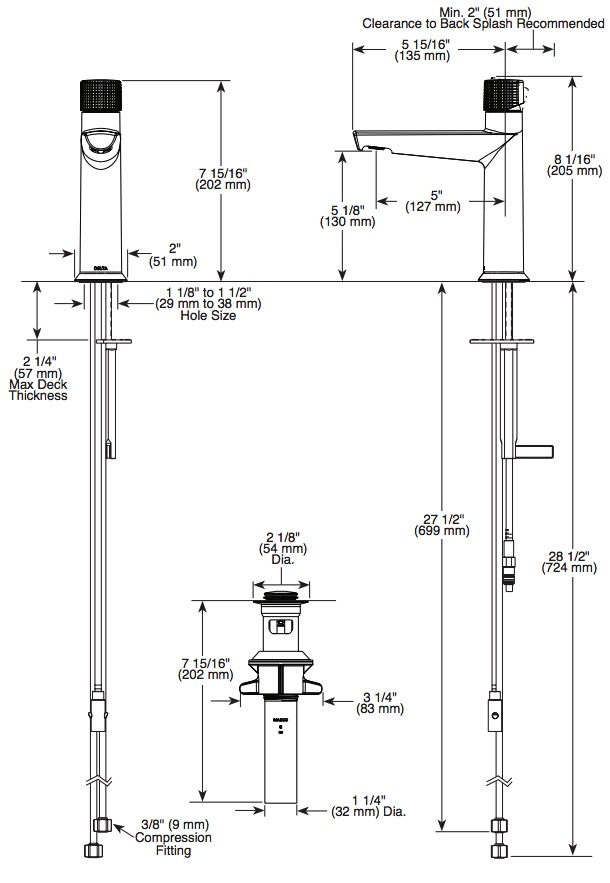 Delta 573-BLMPU-DST Single Handle Bathroom Faucet