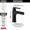 Delta 574-BLLPU-DST Zura Single Hole Single Handle-4" Plate/Metal Pop-Up Lpu 
