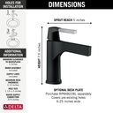 Delta 574-CSMPU-DST Zura Single Hole Single Handle-4" Plate/Metal Pop-Up Mpu 