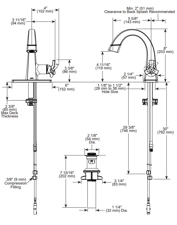Delta 5776-SSPD-PR-DST Stryke Bath Collection Single Handle Pull Down Bathroom Faucet