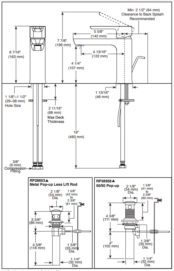 Delta 581LF-BLGPM-PP Kami Single Handle Project Pack Faucet- Low Flow 