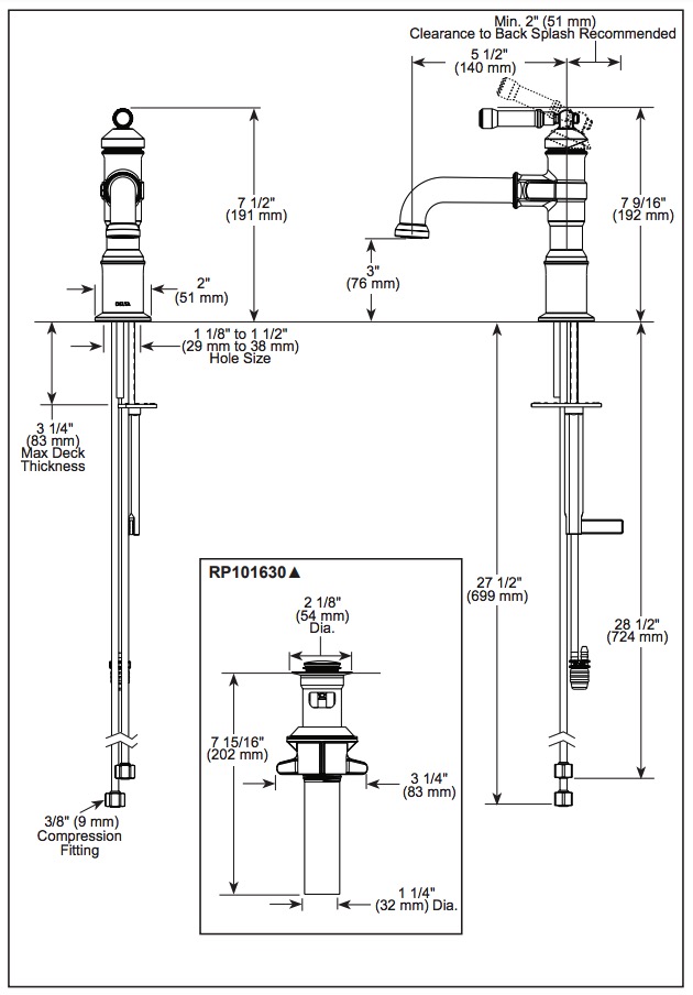 Delta 584-BL-DST Single Handle Bathroom Faucet