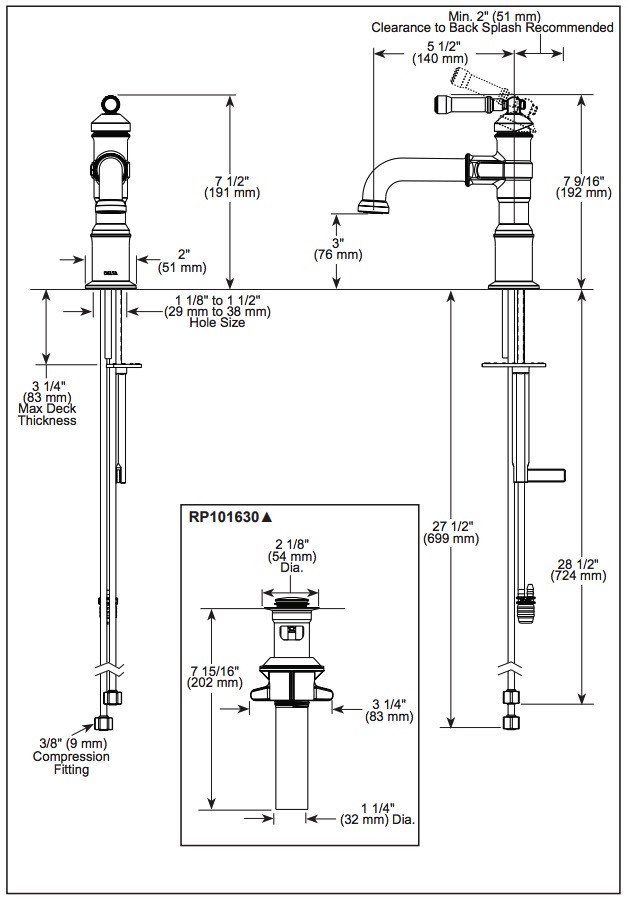 Delta 584-PR-LPU-DST Single Handle Bathroom Faucet